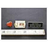 3 Vtg Enamel Pins- Nurses Care Heart, National