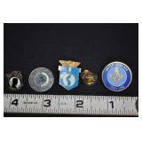 5 Vtg Enamel Pins- Pow Mia, Masonic Lodge #93