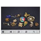 13 Assorted Vtg Lapel Pins- Hearts, Bears, Trains,