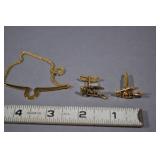 Vtg Biplane Cufflink, Tie Chain.