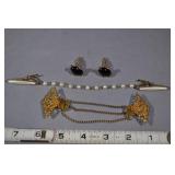 Vtg Collar Clips And Cufflinks-