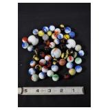 Vtg Marbles Set 3 Shooters, White, Swirled.