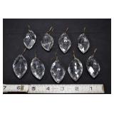 9 Vtg Chadelier Crystals, Double Point Tear Drop,