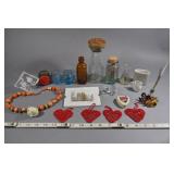 Assorted Collectible Smalls, Jars, Enamel Flowers