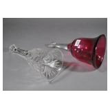 Set Of Glass Bells- Cut Crystal, And Cranberry