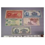 World Currency- Five Bills 1935, 1940, And Others