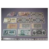 World Currency- Twelve Bills, Assorted Countries