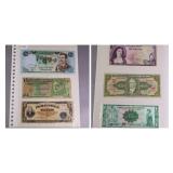 World Currency- Six Bills, Iraq, Guatemala, And