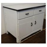 White Enamel Top Cabinet, Black Trim, 38x22x32"t