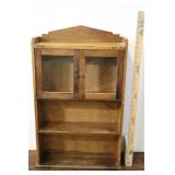 Vintage Table-top Wooden Cupboard, 33"t, Two Glas