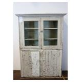 Antique White Farmhouse Cupboard, 51"wx14"dx75"t