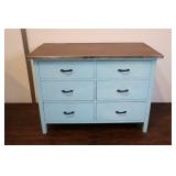 Vintage Blue Craft Cabinet/table,43"x24"x33-3/4"t