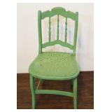 Vintage Green Wooden Chair, 33"t, Seat Is A Replac
