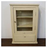 Small Antique-white Glass Front Medicine Cabinet,