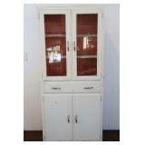 White Glass Front Cupboard, 30"x12"x68"