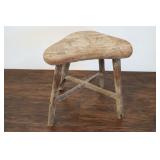 Vintage Wooden Stool, 18"tall, Kidney Shaped Seat