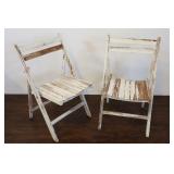Two Folding White Painted Chairs, 32" Tall,