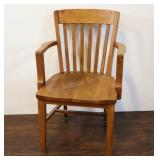 Oak Arts And Crafts Style Captains Chair, 35"t