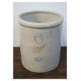 Antique 6 Gallon Red Wing Glazed Crock, 12.5"x15"