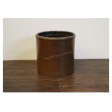 Chocolate Colored Stoneware Glazed Crock, 7.5"x8"