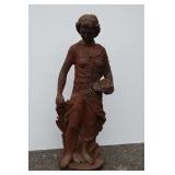 Antique Cast Iron Victorian Girl With Flowers, 26"
