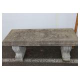 Cement Bench Bunny And Floral Seat, 40"wx16"t