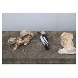 Three Decorative Critters, Squirrel, Woody, Owl.