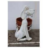 Floppy Eared Dog Plant Stand And Terracota Pot,16"