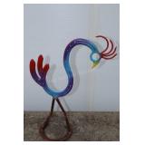 Horse Shoe Colorful Bird Yard Art, 17"t