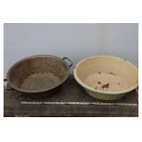 Two Largewash Basins, Metal And Enamel, 17"dia.