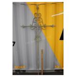 Large Steel Yard Art Cross With Flur De Lis, 80"t