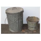 Galvanized Trash Can And Pail. 20"t & 9"t, Bonus