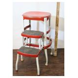 Vintage Red-white Cosco Retractable Step Stool,25"