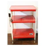 William Heller Red-white Metal Rolling Cart, 30"t