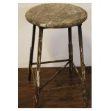Vintage Wooden Stool, Adjustable Legs, 26"t
