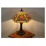 Vintage Stained Glass Table Lamp 20"t.