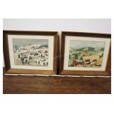 Two Grandma Moses Prints In Wood Frames, 20"w