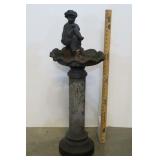 Cast Iron Bird Bath, Child On Shell, 36"t, Hole
