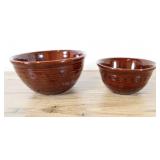 2 Brown Marcrest Usa Stoneware Pottery Mixing Bowl