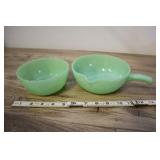 Two Green Glass Bowls, Unmarked.