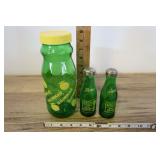 Green Glass Lemonade And Squirt S&p Shakers.