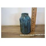 Blue Glazed Art Pottery Vase,4x8"