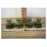 4 Vintage French Dansk Green Glass Inkwells