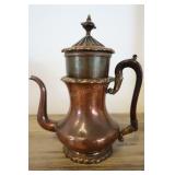 Victorian Antique Copper Coffee Pot, 10x11.5"t