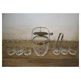 Cut Glass Glasses And Ice Bucket, Bamboo