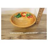 Hand Painted Wooden Bowl, 12x3.5"t