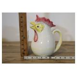 Italian Rooster Pitcher, White,yellow,red 7x9"t