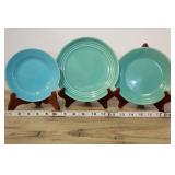 3 Bauer Los Angeles Glazed Pottery Plates