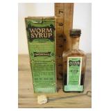 Vtg Hiway Worm Syrup Bottle And Box.
