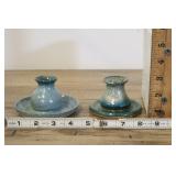 Twoglazed  Stoneware Candle Holders,